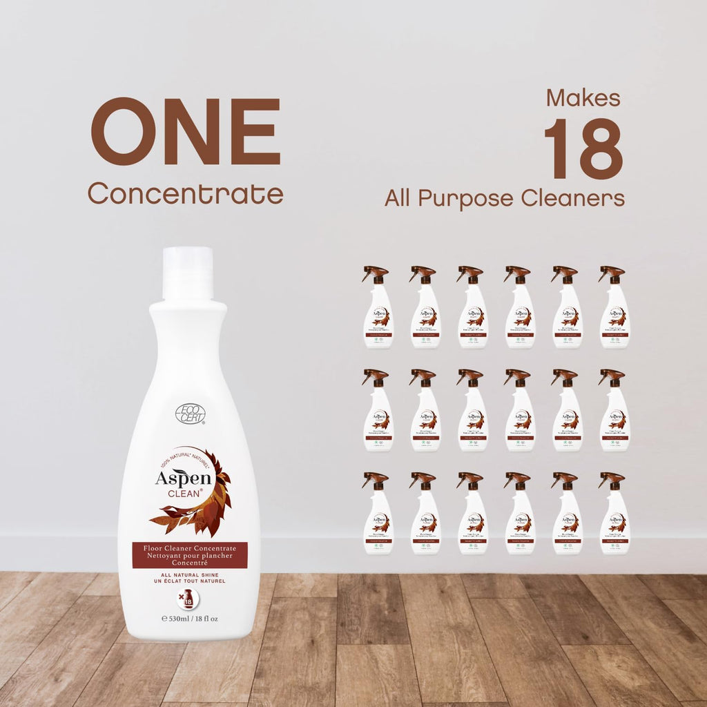 Natural Floor Cleaner Concentrate | Makes 18 Bottles | EWG Verified | Safe for Tile, Wood & Laminate | 18 Fl Oz