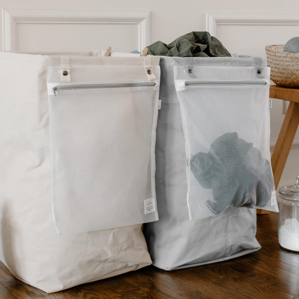 Full Circle Loads of Fun Collapsible Laundry Bag – Pop-Up Laundry Basket for Dirty Clothes & Towels– Organic Cotton with Long Handles - Ideal for Travel & Collapsing - Perfect for Bedroom or Dorm