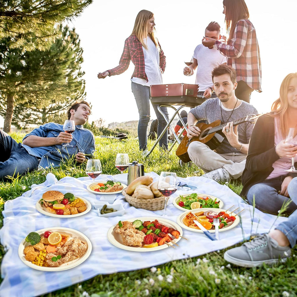 300 Pack 100% Compostable Oval Paper Plates 12 Inch Super Strong Disposable Paper Plates Bagasse Natural Biodegradable Eco-Friendly Sugarcane for BBQ, Party, Dinner, and Picnic