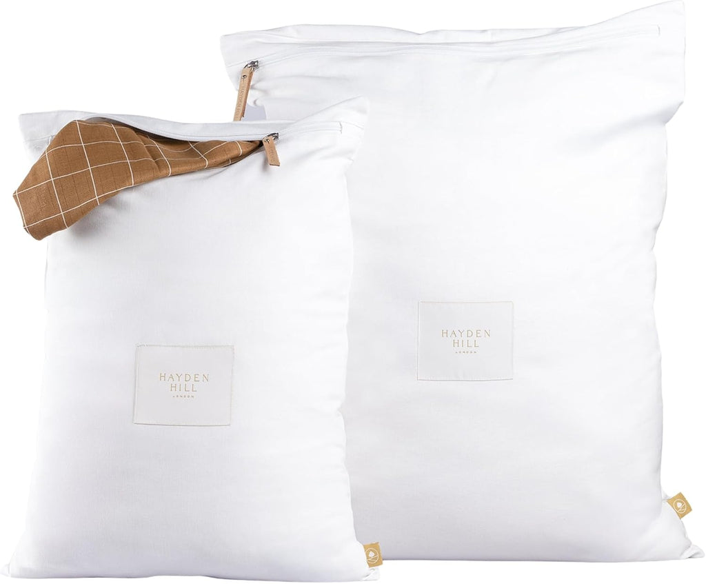 Luxury Organic Cotton Travel Laundry Bags - Set of 2 Large and Small Size - for Dirty Clothes at Home, Traveling, and Packable in Luggage and Suitcase - Carbon Neutral