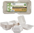50-Pack 6X6 Biodegradable Bento Box Hamburger Containers, Compostable Small Take Out Boxes Made from Sugarcane Fibers