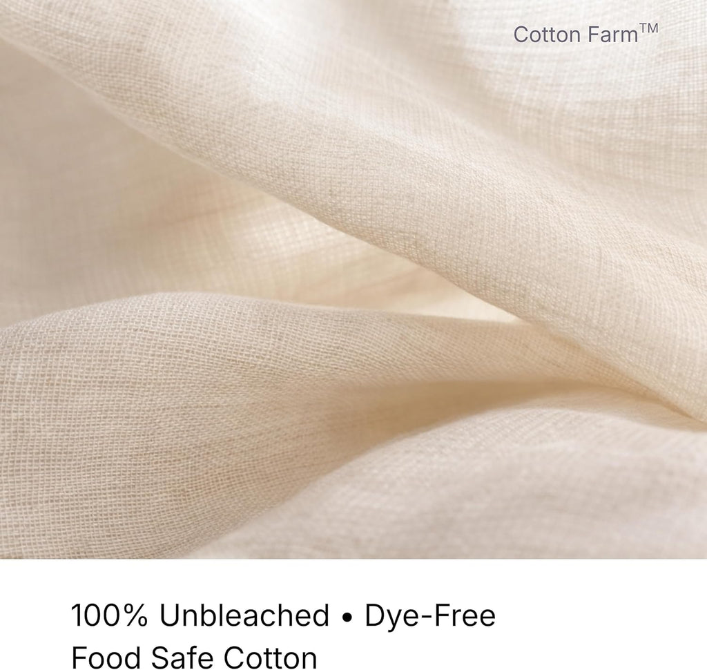 Cotton Farm Grade 100 XL Cheese Cloth for Straining & Cooking; 36X36 Inch; 100% Unbleached Cotton Cheesecloth; Reusable with Finished Edges, Butter Muslin