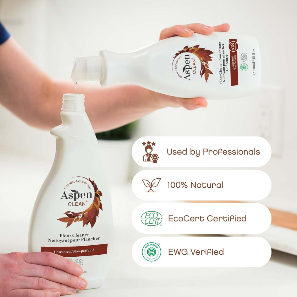 Natural Floor Cleaner Concentrate | Makes 18 Bottles | EWG Verified | Safe for Tile, Wood & Laminate | 18 Fl Oz