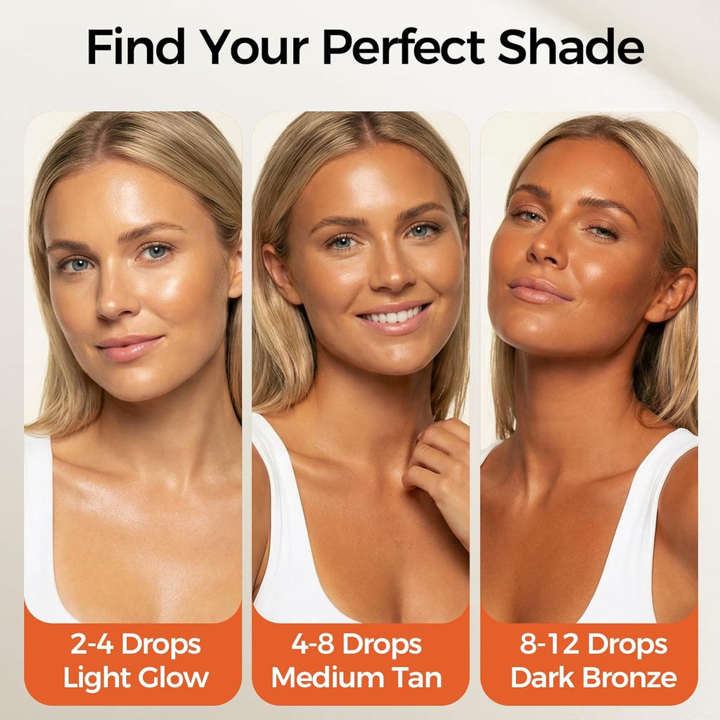 Plant-Based Sunless Tanning Drops for Face & Body | Customizable Streak-Free Bronzing Serum with Natural Botanical Ingredients, Buildable Self-Tan Glow, 1.7 Fl Oz