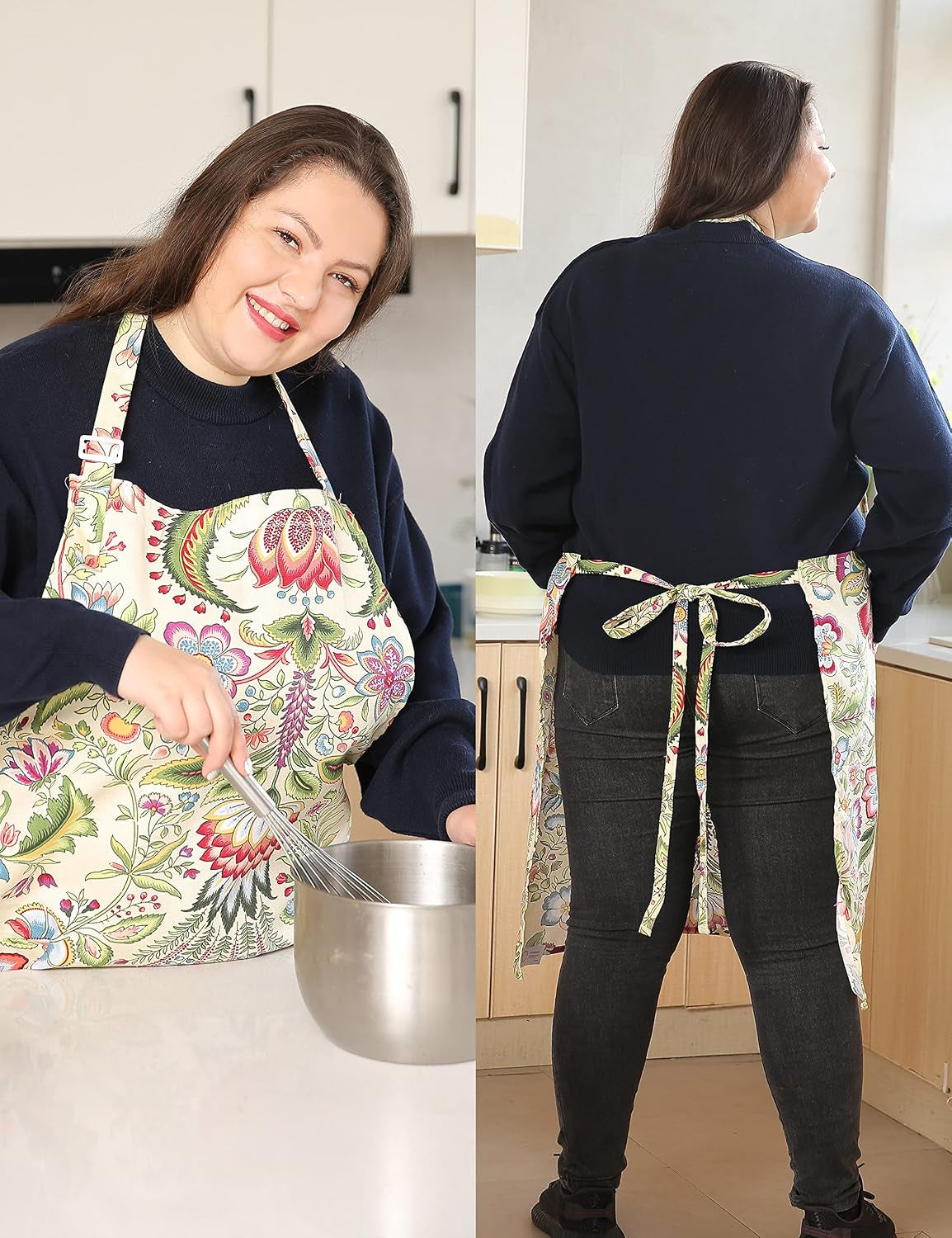 Cotton Linen Baking plus Size Aprons for Women with Pockets Kitchen Cooking