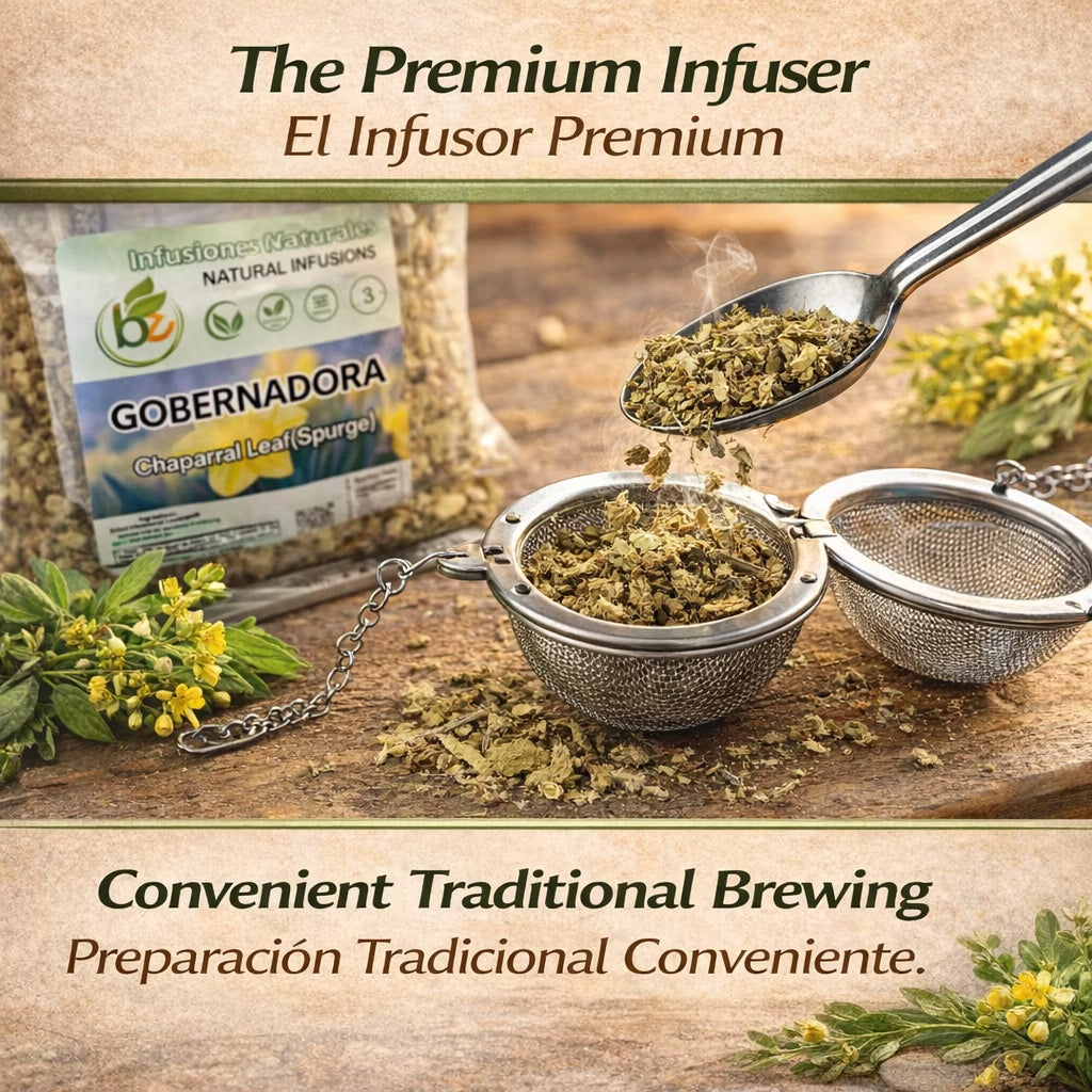 Gobernadora Tea (Chaparral Leaf) – 4 Oz Loose Leaf Herbal Tea – 100% Natural, Vegan, Caffeine-Free – Traditional Herb for Wellness – Includes Stainless Steel Tea Infuser Ball