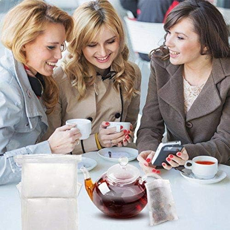 200 Pcs Disposable Tea Bags for Loose Leaf Tea, Empty Tea Bags for Loose Tea with Drawstring, Natural Tea Filter Bags