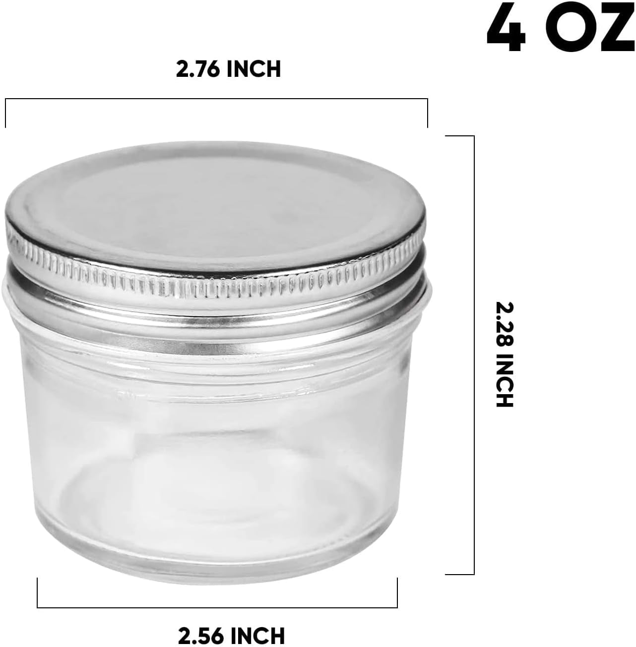 4Oz Glass Jars with Lids(Silver),Mason Jars,Ideal for Honey,Jam,Wedding Favor,Diy Magnetic Mini Spice Jars for Kitchen,Set of 40