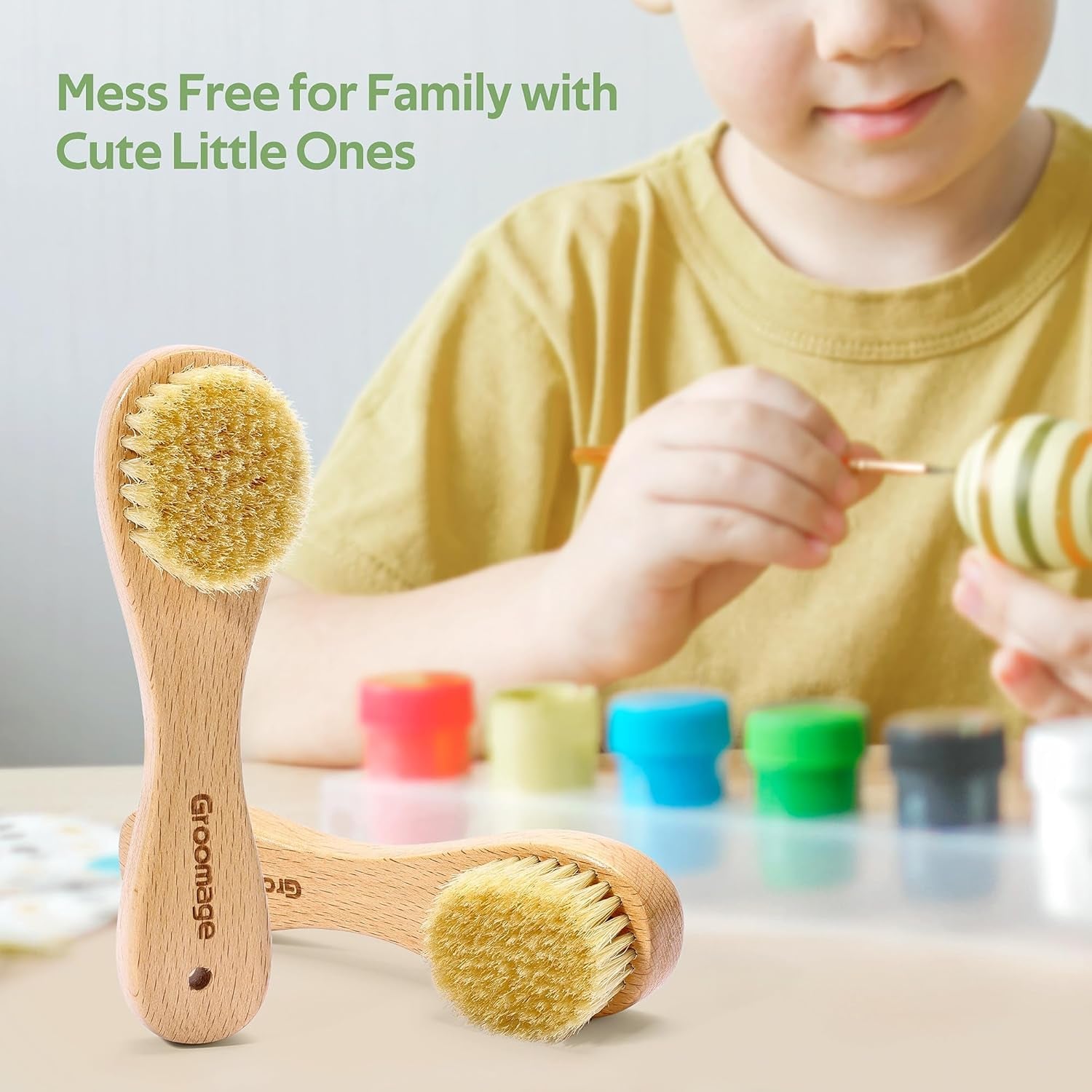 Laundry Stain Brush, Laundry Brush for Stains on Clothes, Dorm Room Essentials for College Students, Natural Boar Bristle Cleaning Brush, Fabrics Cleaning Brush for Clothes without Damage