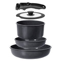 Gipp 5Pcs Ceramic Pots and Pans Set Nonstick Cookware Sets Removable Handle Kitchen,Oven Safe, Induction Ready
