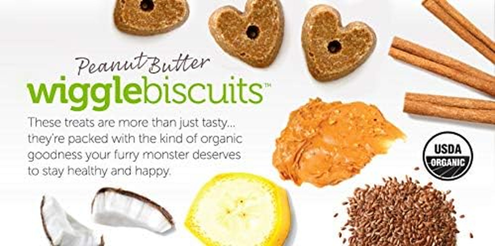 Vegan Wiggle Biscuit Organic Dog Treats, Peanut Butter, 10 Ounce, Superfoods