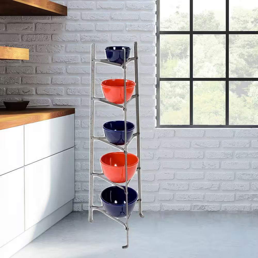 Handcrafted 5-Tier Gourmet Cookware Stand Hammered Steel (Unassembled)
