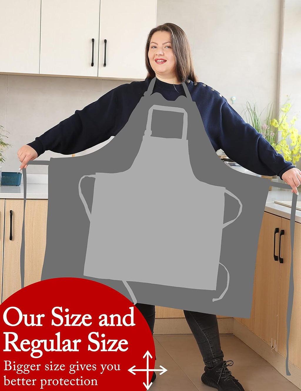 Cotton Linen Baking plus Size Aprons for Women with Pockets Kitchen Cooking