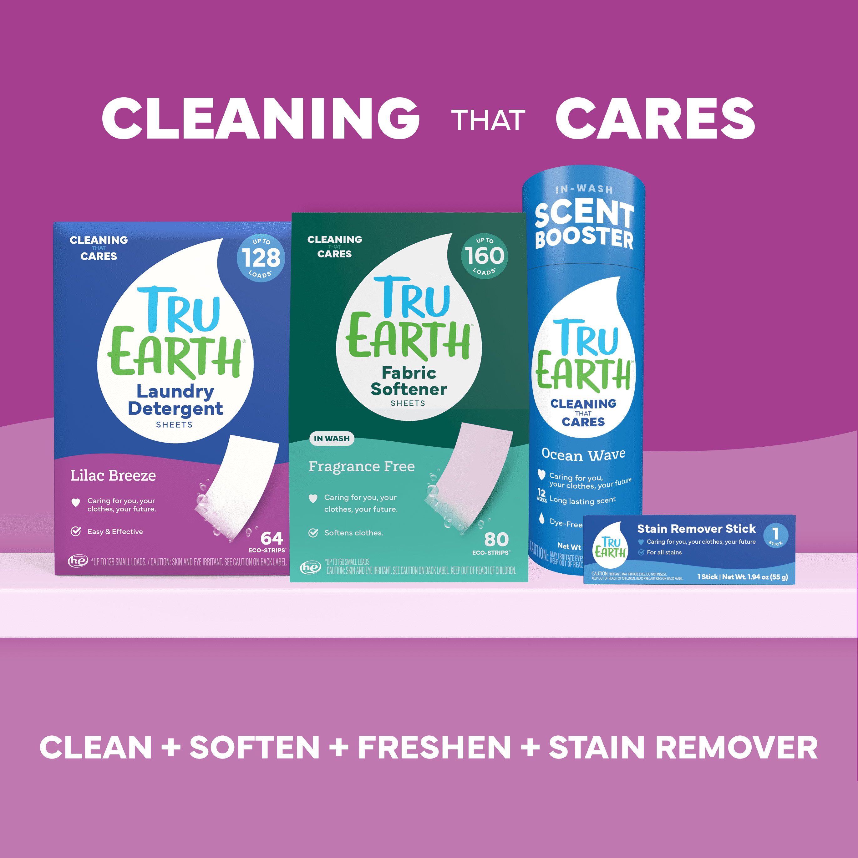Laundry Detergent Sheets - Lilac Breeze Scent - up to 128 Loads (64 Sheets) - Laundry Detergent Eco-Strips