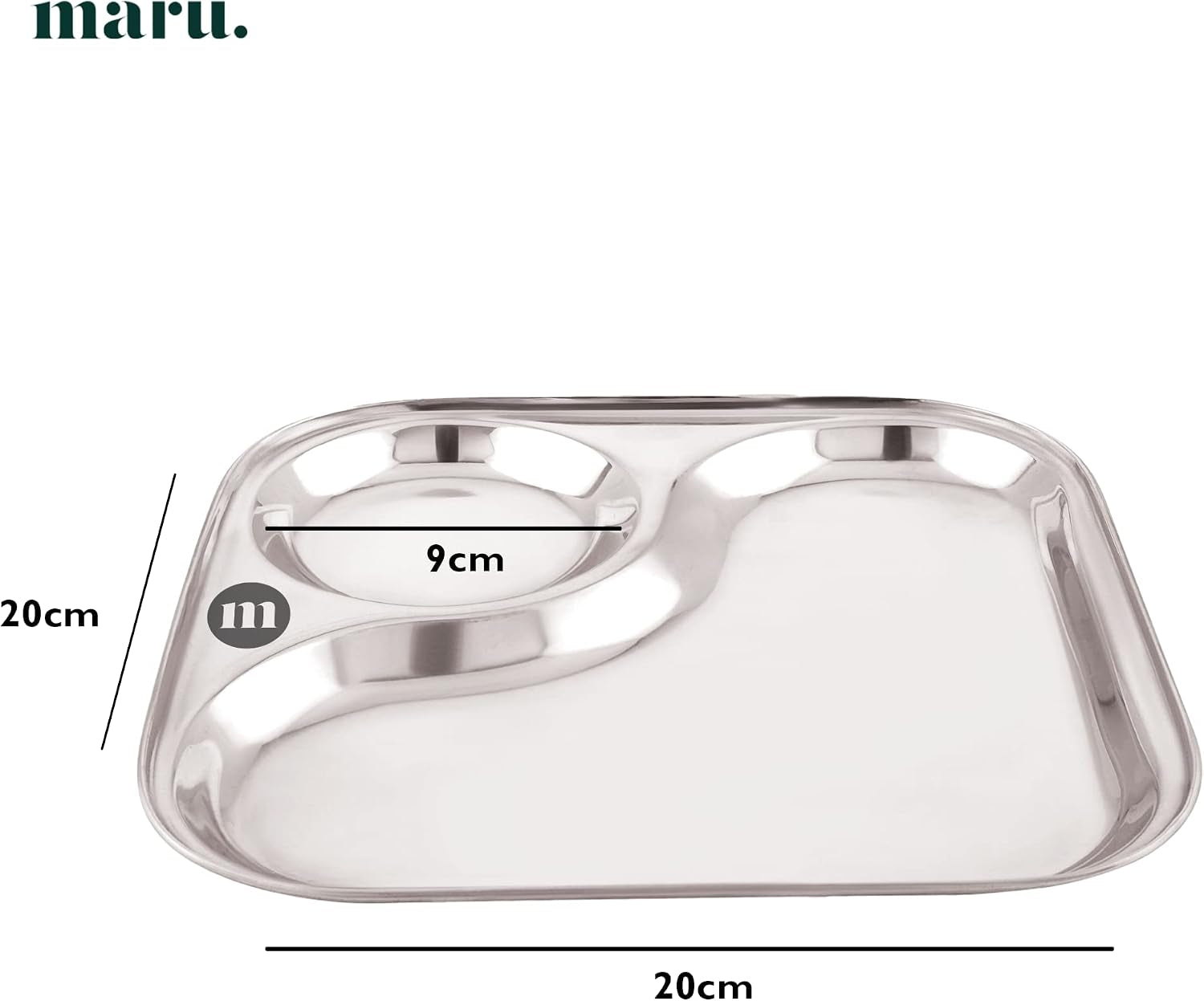 Stainless Steel Dinner Plates with 2In1 Compartment Section Set of 6, Durable & Large Bhojan Thali Plates, Perfect for Breakfast, Lunch & Dinner, Ideal for Serving Indian Meals – Lightweight