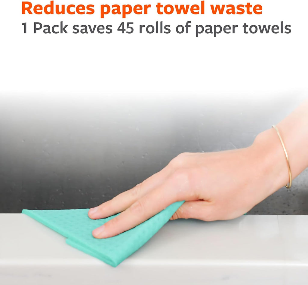 Totally Plant-Based Sponge Cloths - Cellulose Sponge Cloths, Super Absorbent Dish Towels, Reusable Paper Towel Alternative, 100% Natural Plant-Based, 3-Pack, Multicolor