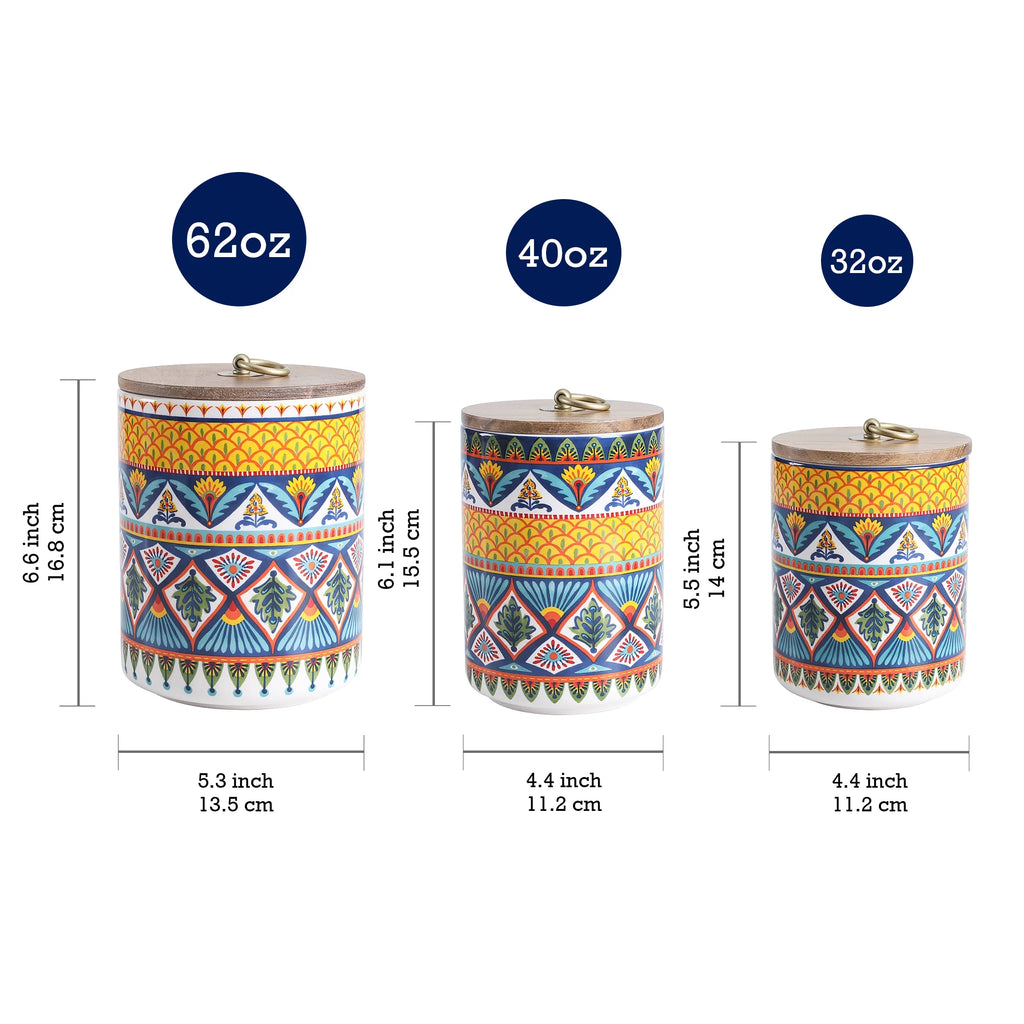 Ceramic Air Tight Food Storage Canister, Set of 3