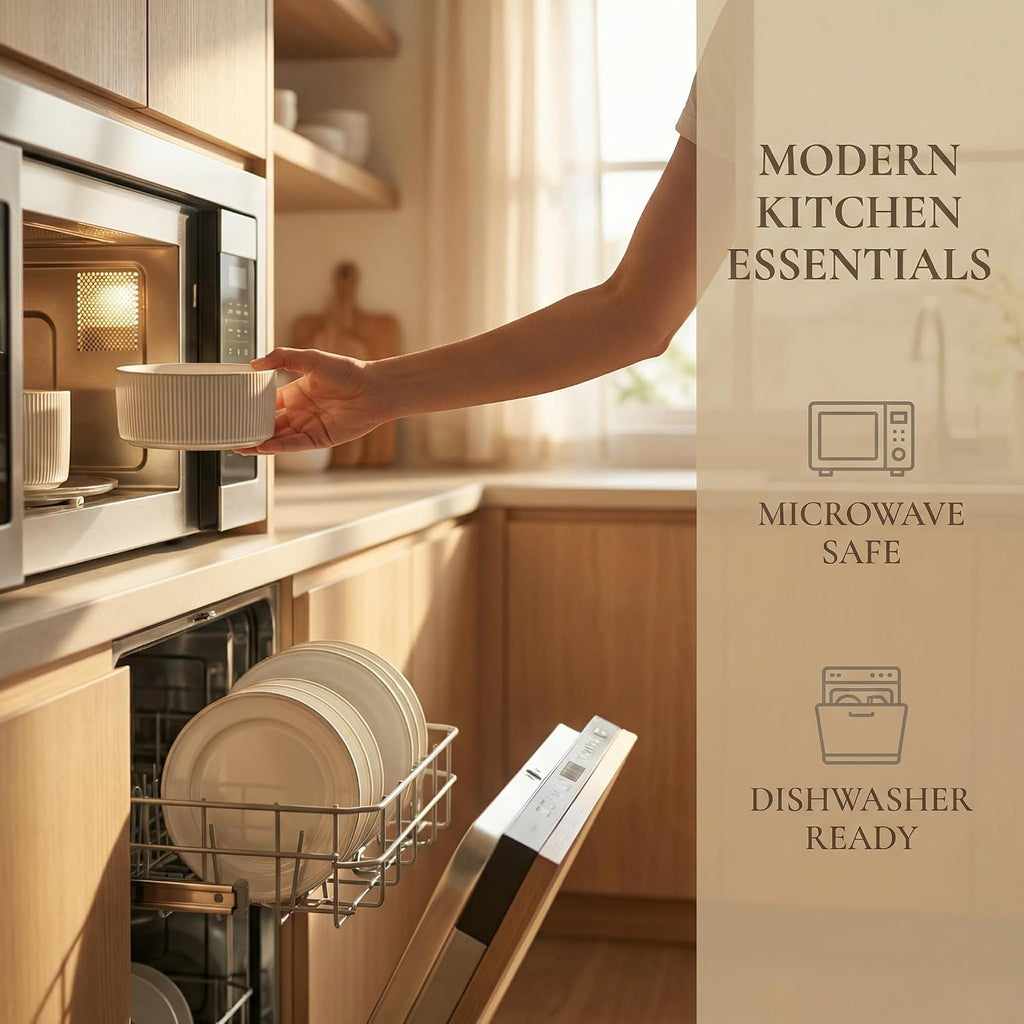 Ceramic Dinnerware Sets of 4, 12 Pieces Plates and Bowls Sets, for Kitchen, Oven, Microwave and Dishwasher Safe