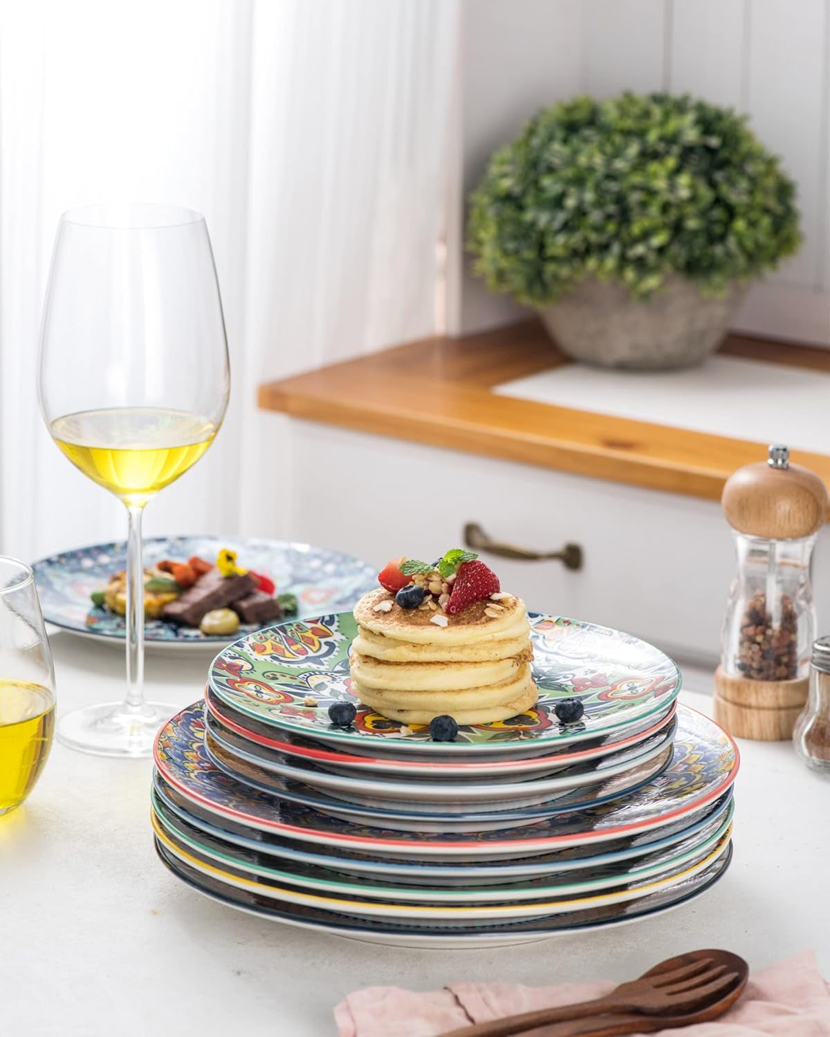 Plates and Bowls Set, Dinnerware Set for 6-20 Oz Bowls, 10.5 Inch Dinner Plates, 8.5 Inch Dessert Plates, 14 Oz Mugs