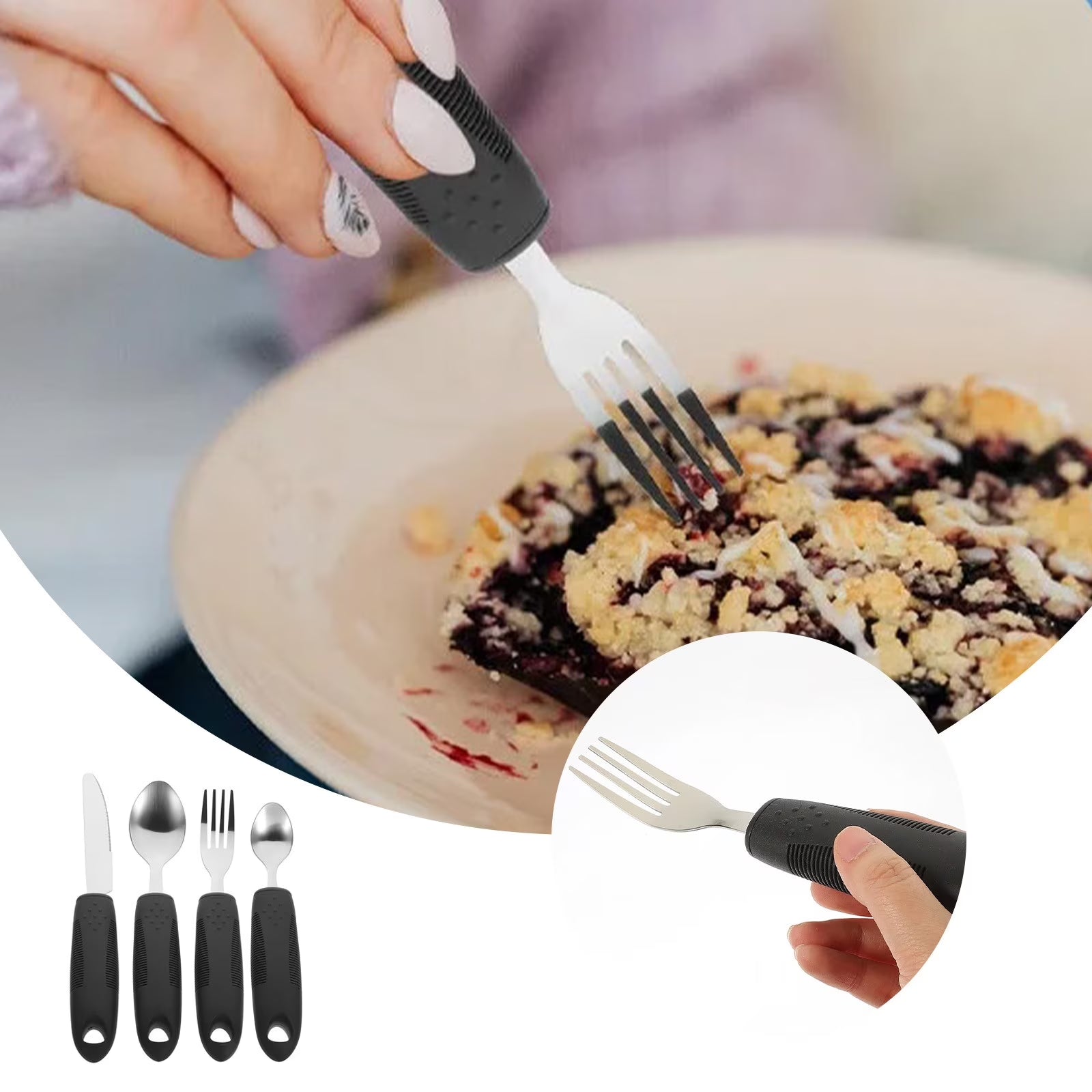 Elderly Tableware Proof Silverware Disabled Eating Spoon Built up Flatware Slip Adaptive Utensils for Adults