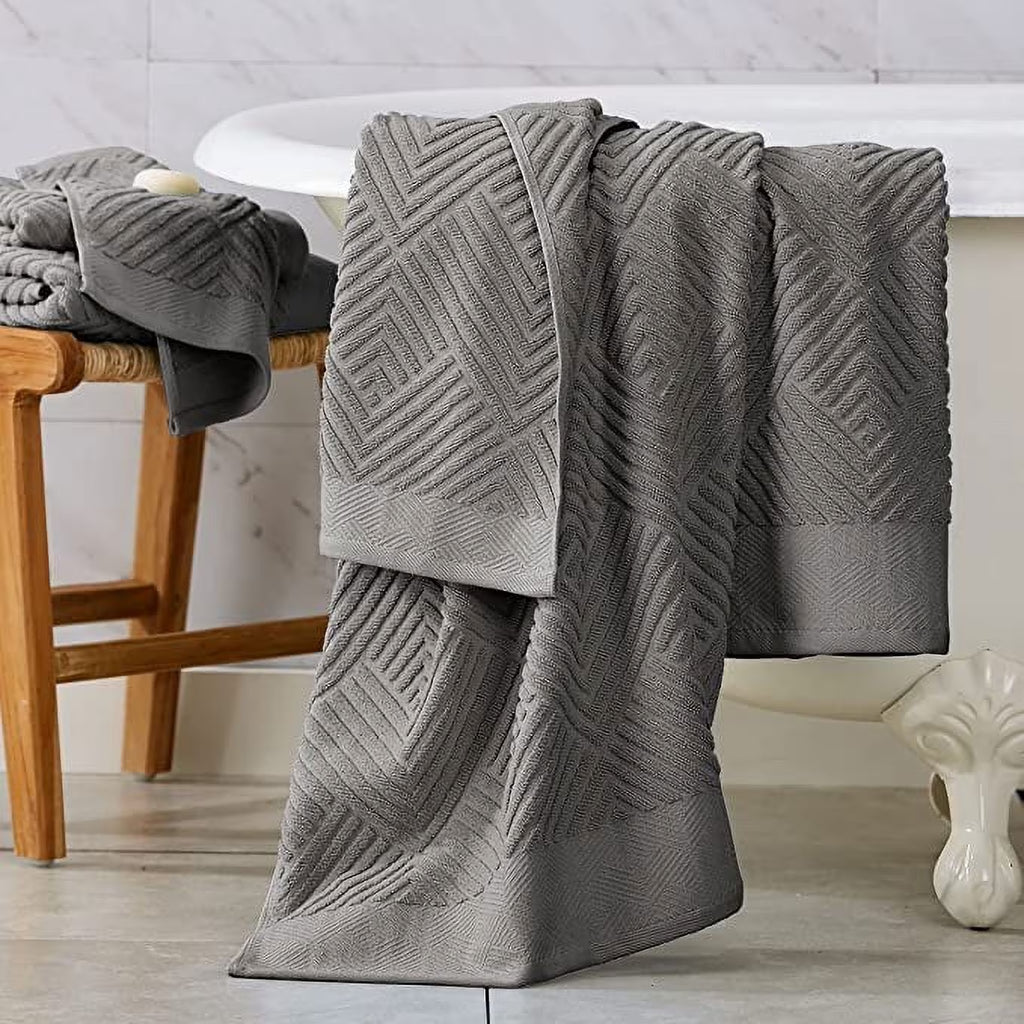 100% Organic Cotton Luxury Bathroom Towel Set for Hotel & Spa, 8-Piece, Gray