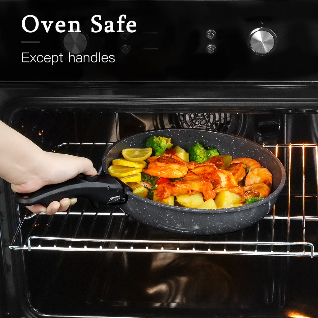 Gipp 5Pcs Ceramic Pots and Pans Set Nonstick Cookware Sets Removable Handle Kitchen,Oven Safe, Induction Ready