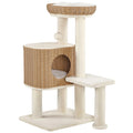 36" Tall Rattan Cat Tree with Natural Sisal Scratching Post, Beige