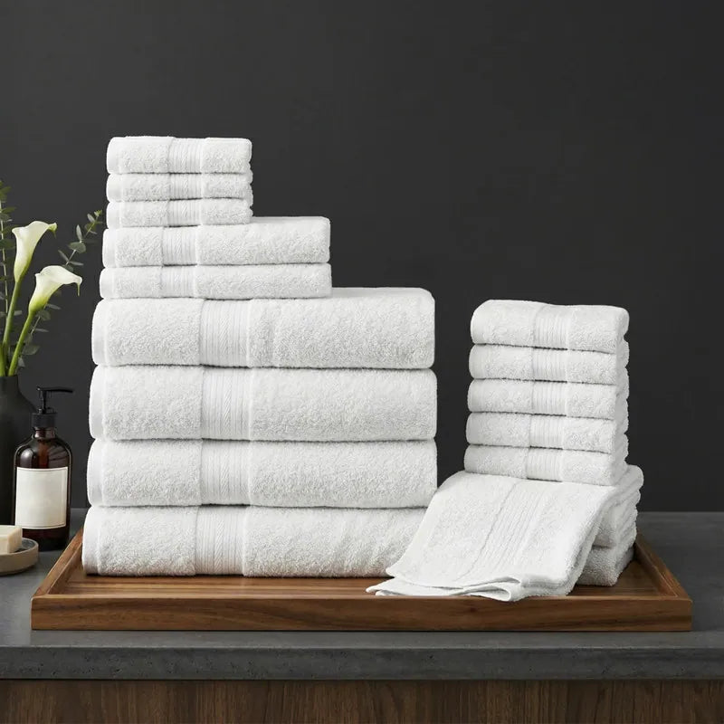 Luxurious Ultra Soft Plush Thick Cotton Towel Sets - Set of 18