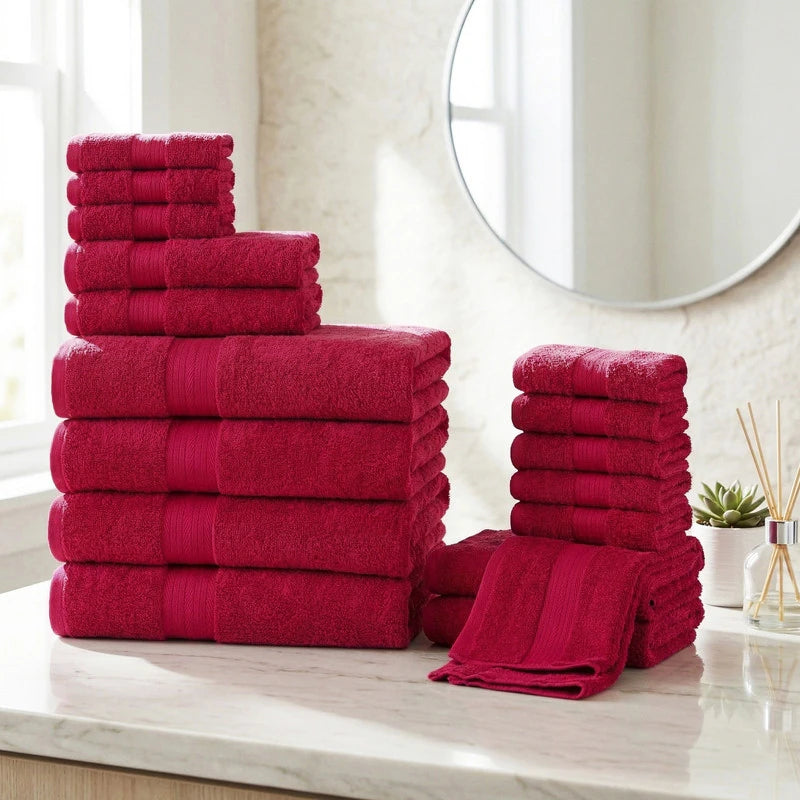 Luxurious Ultra Soft Plush Thick Cotton Towel Sets - Set of 18