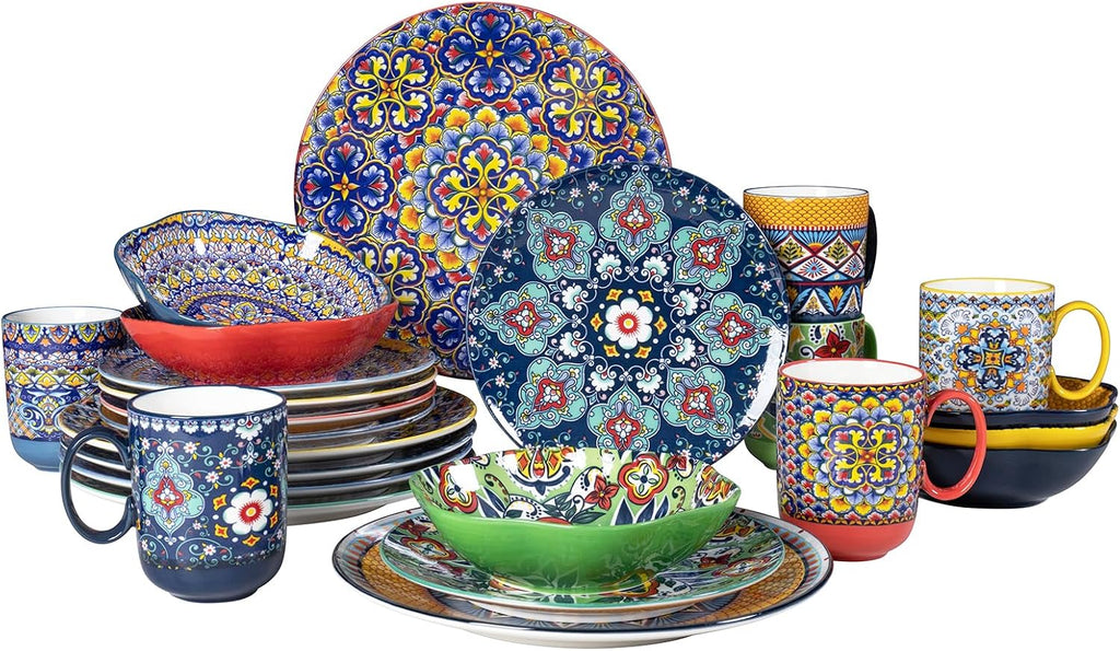 Plates and Bowls Set, Dinnerware Set for 6-20 Oz Bowls, 10.5 Inch Dinner Plates, 8.5 Inch Dessert Plates, 14 Oz Mugs