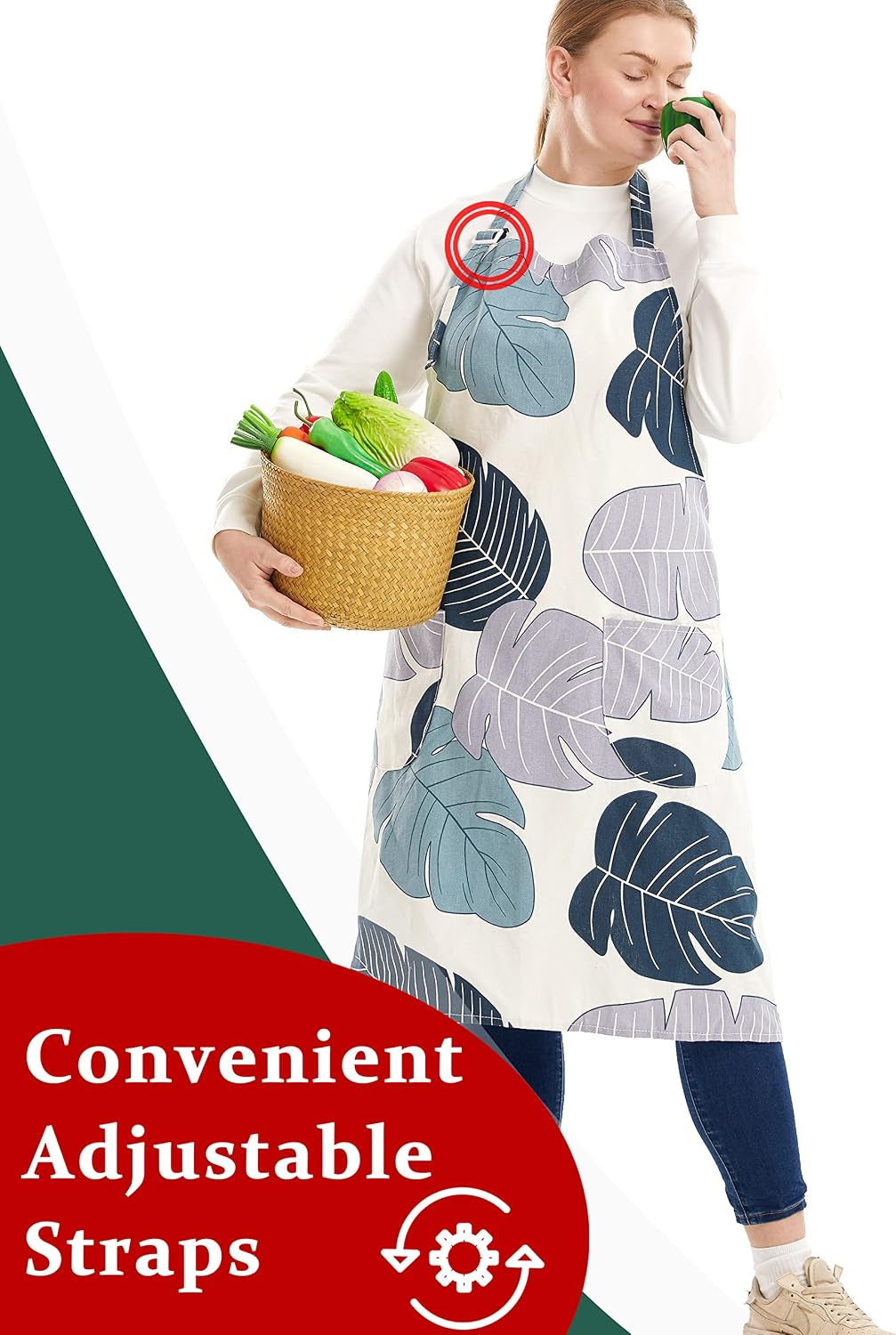 Cotton Linen Baking plus Size Aprons for Women with Pockets Kitchen Cooking