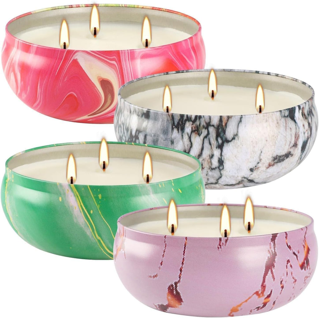 Citronella Candle Outdoor,12Oz Summer Camping Large Candle for outside Garden Backyard Balcony,30 Hour Burn,4 Pack 3 Wick