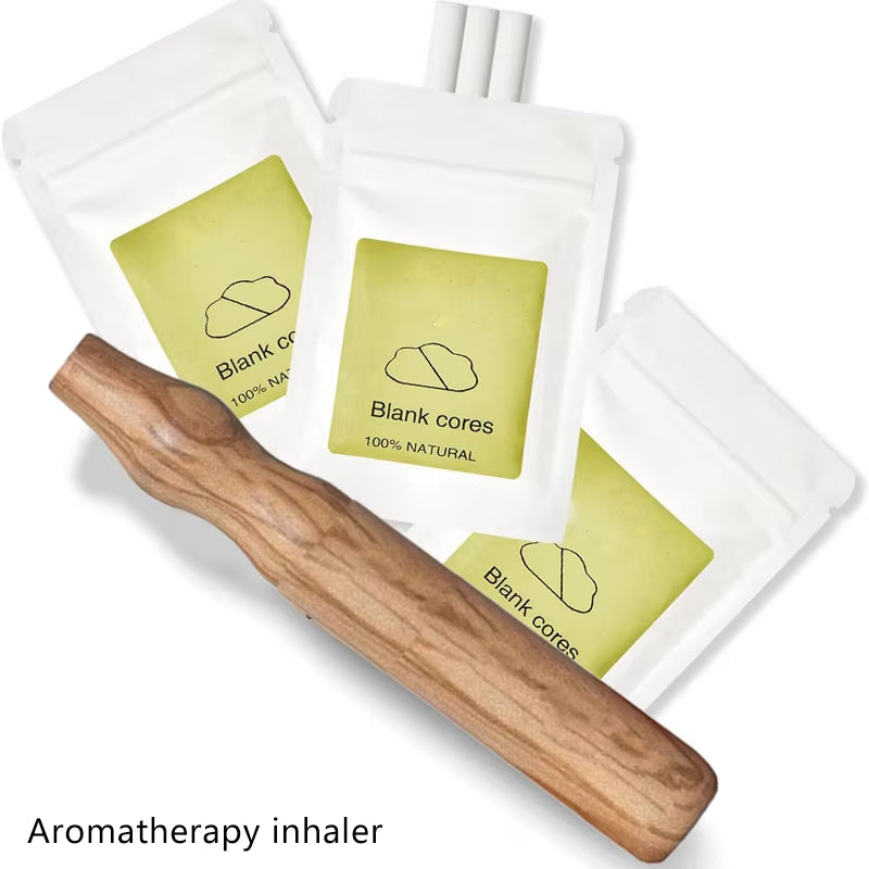 Aromatherapy Inhaler for Essential Oils Quit Smoking Inhaler Stick Wooden Personal Diffuser for Essential Oils with Fiber Rods