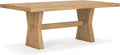 Signature Design by Ashley Galliden Farmhouse Dining Table with Extra-Thick Tabletop and Trestle Base, Light Brown