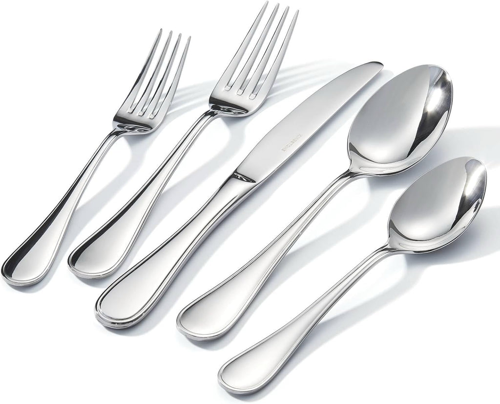 30 Piece Teardrop Silverware Set for 6, 18/10 Stainless Steel Flatware Set, Modern Design Cutlery Set for Home/Hotel/Wedding,Mirror Polished and Dishwasher Safe