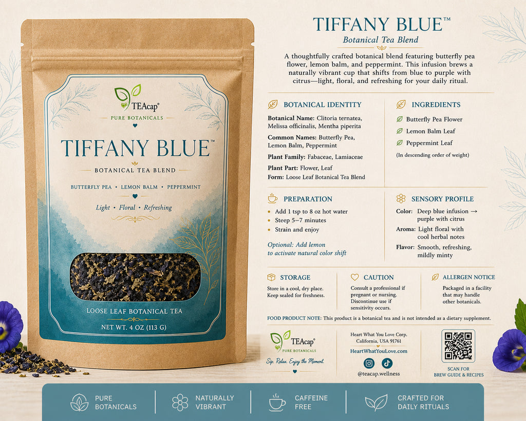 Butterfly Pea Flower Tea Blue Herbal Blend Peppermint Lemon Balm Loose Leaf 4 Oz