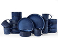 Star 24-Piece Stoneware Dinnerware Sets, Service for 6 - Reactive Glaze Mugs, Plates and Bowls, Dishes for Everyday/Formal Use, Chip/Scratch Resistant, Microwave/Dishwasher Safe, Nebulas Blue