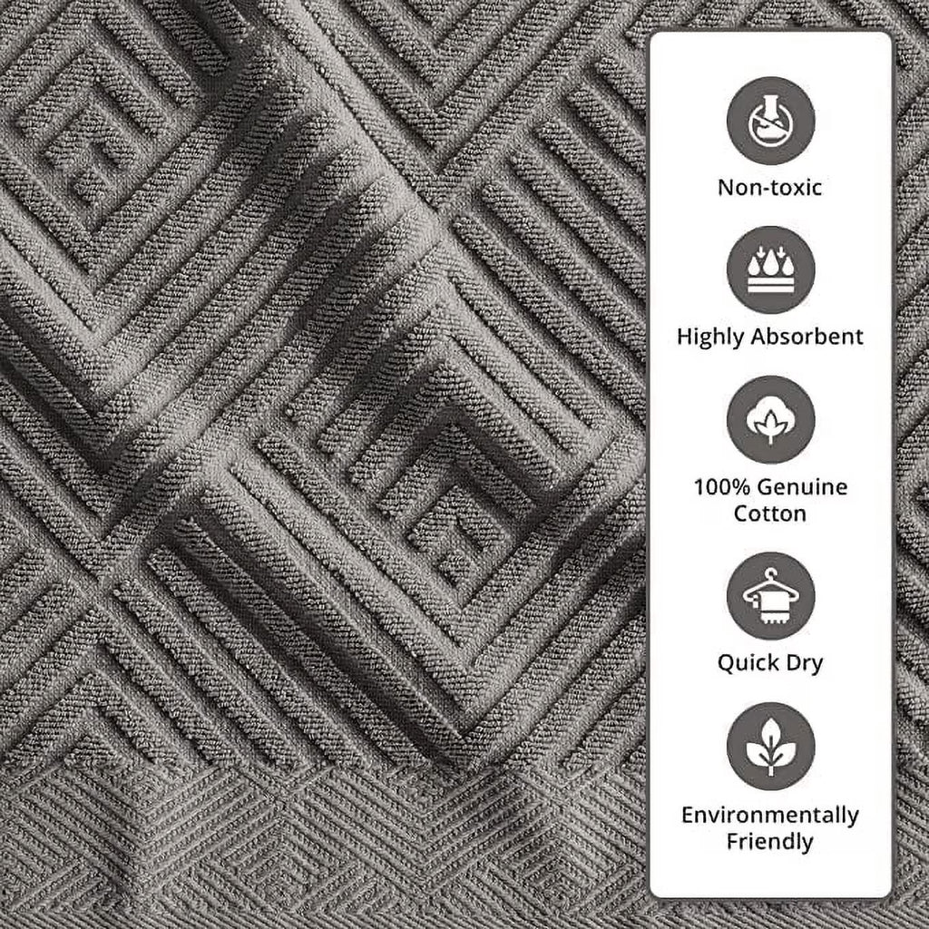 100% Organic Cotton Luxury Bathroom Towel Set for Hotel & Spa, 8-Piece, Gray