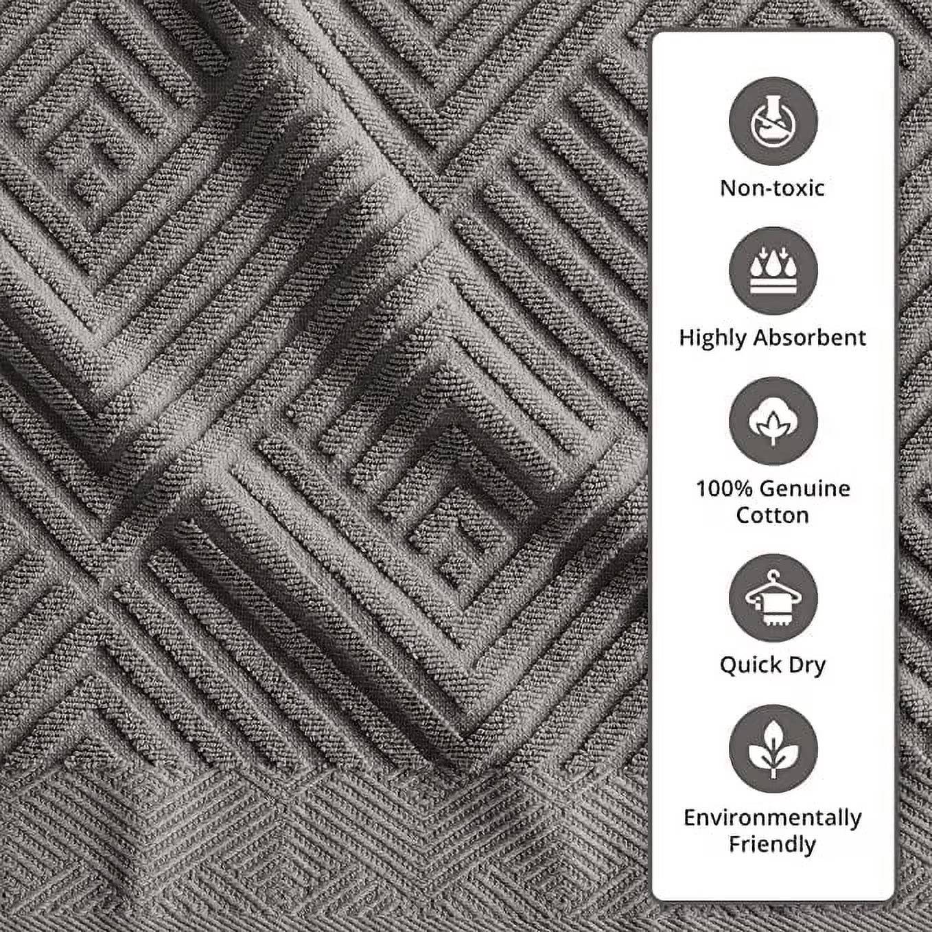 100% Organic Cotton Luxury Bathroom Towel Set for Hotel & Spa, 8-Piece, Gray