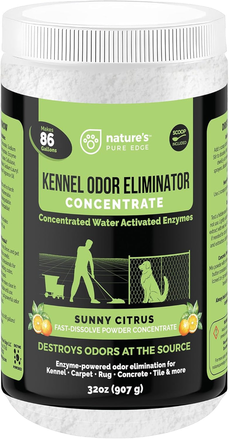 Enzyme Powder Concentrate Makes 86 Gallons - Professional Use for Kennel and Pet Odor Elimination - Removes Urine Poop from Carpets Floors - Sunny Citrus