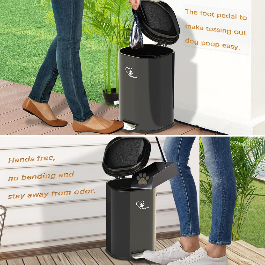 Dog Poop Trash Can for Outdoor with 4Pcs Activated Carbon Filter Replacement with Pet Waste Trash Can