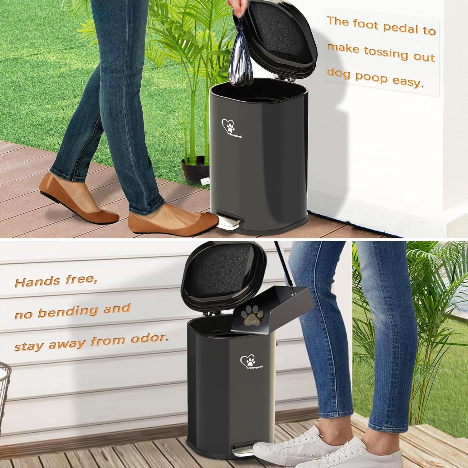 Dog Poop Trash Can for Outdoor with 4Pcs Activated Carbon Filter Replacement with Pet Waste Trash Can