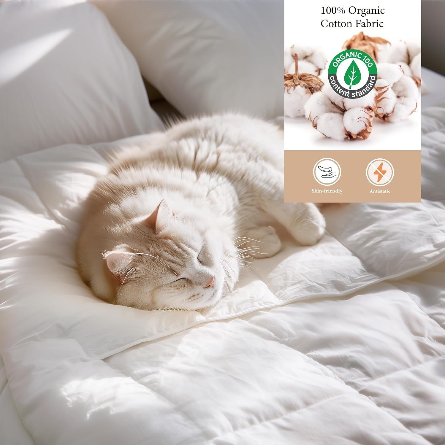 Goose down Feather Bedding Set Queen Size - Comforter and 2 Pillows