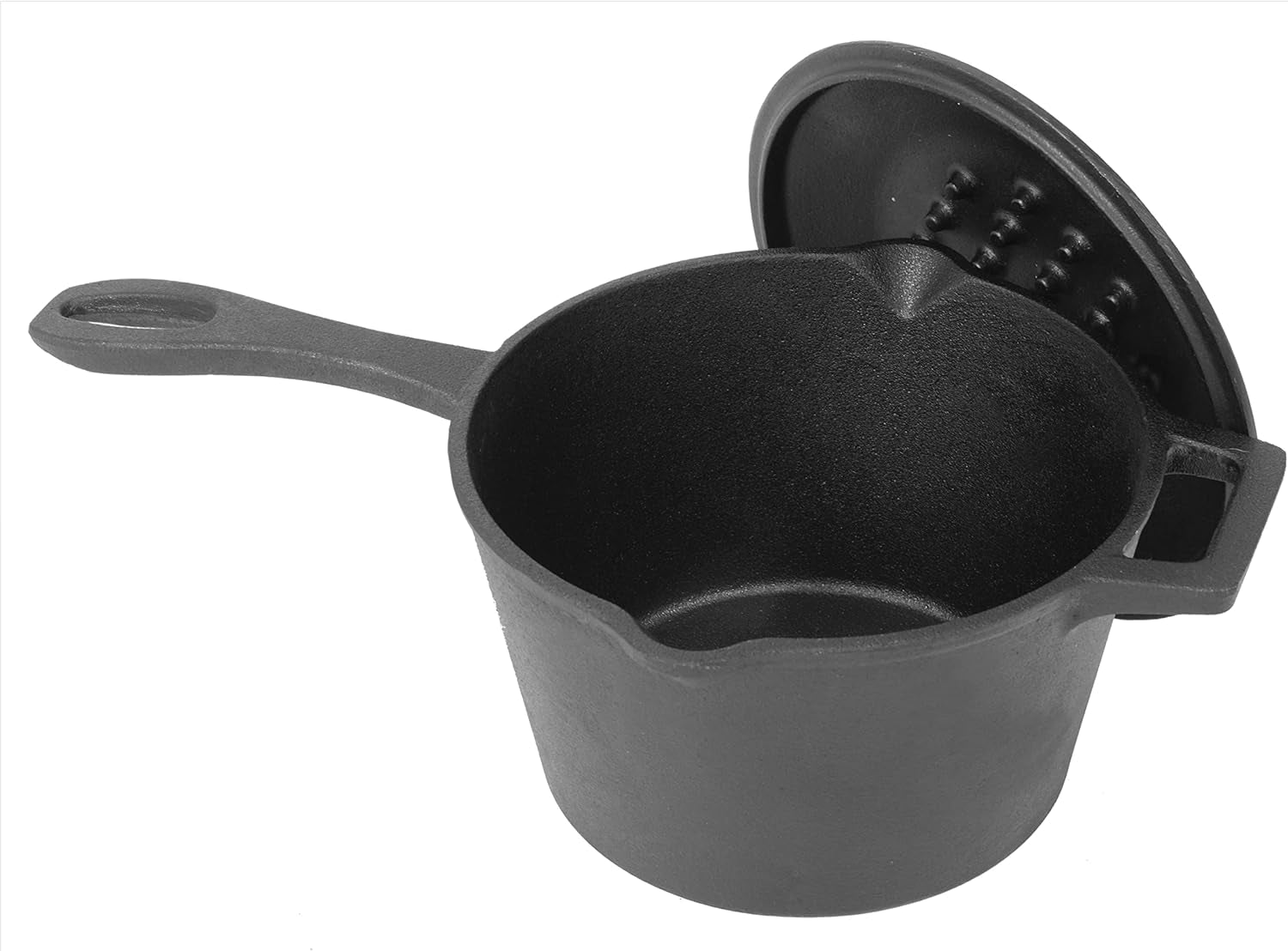 7448 2.5-Qt Cast Iron Covered Sauce Pot Features Self-Basting Domed Lid Perfect for Reducing Sauces Simmering Soups or Boiling Eggs