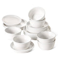 LE TAUCI 18-Piece Dinnerware Set, Ceramic Plates and Bowls Set for 6, Stoneware Dishes Set for Family, Microwave & Dishwasher Safe -White Dinner Set