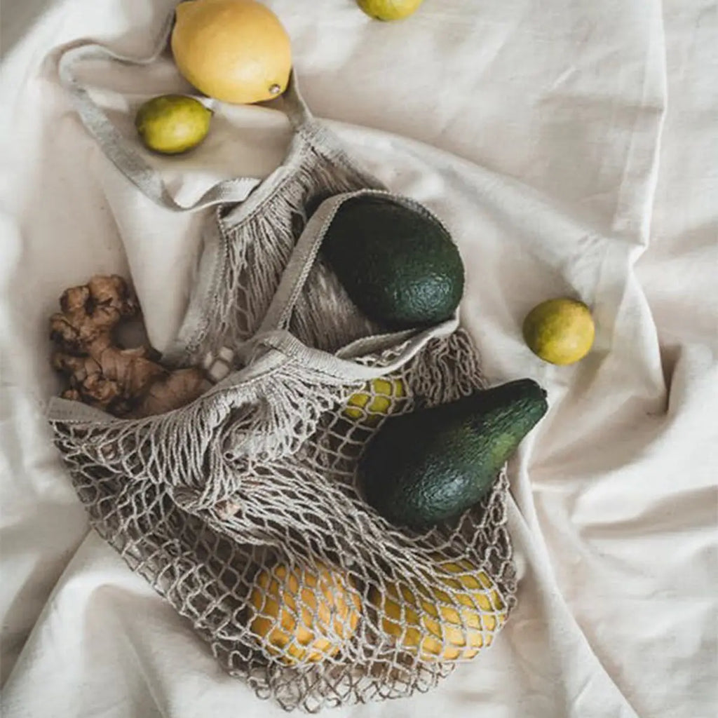 Portable Reusable Grocery Bags for Fruit and Vegetable Storage Bag Washable Cotton Mesh String Organic Organizer Shopping Bags