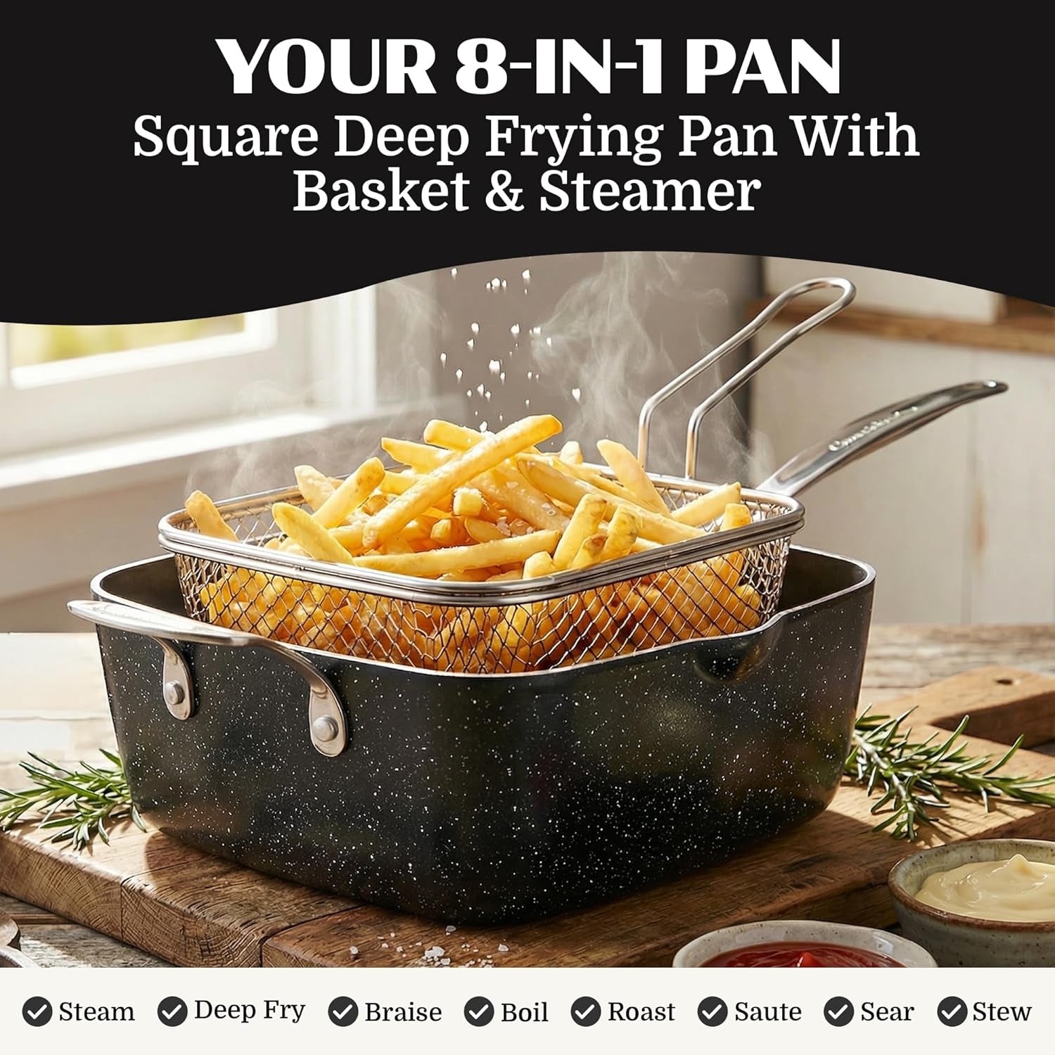 Ceraluxe 20 Pc Ceramic Cookware Set Nonstick, Complete Pots and Pans Set Non Stick with 5 Pc Bakeware Set, Deep Frying Pan Set, & Steamer, Non Toxic PFOA Free, Oven & Dishwasher Safe