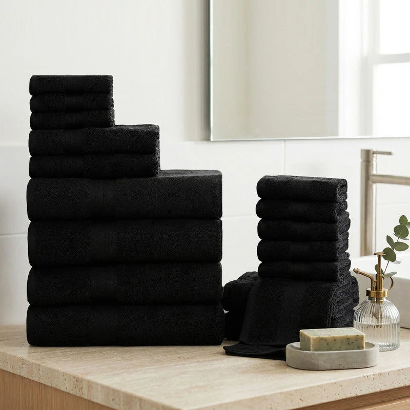 Luxurious Ultra Soft Plush Thick Cotton Towel Sets - Set of 18