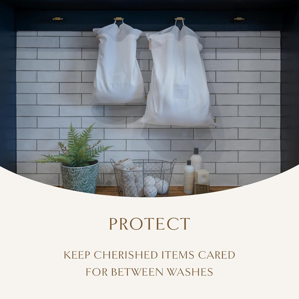 Luxury Organic Cotton Travel Laundry Bags - Set of 2 Large and Small Size - for Dirty Clothes at Home, Traveling, and Packable in Luggage and Suitcase - Carbon Neutral