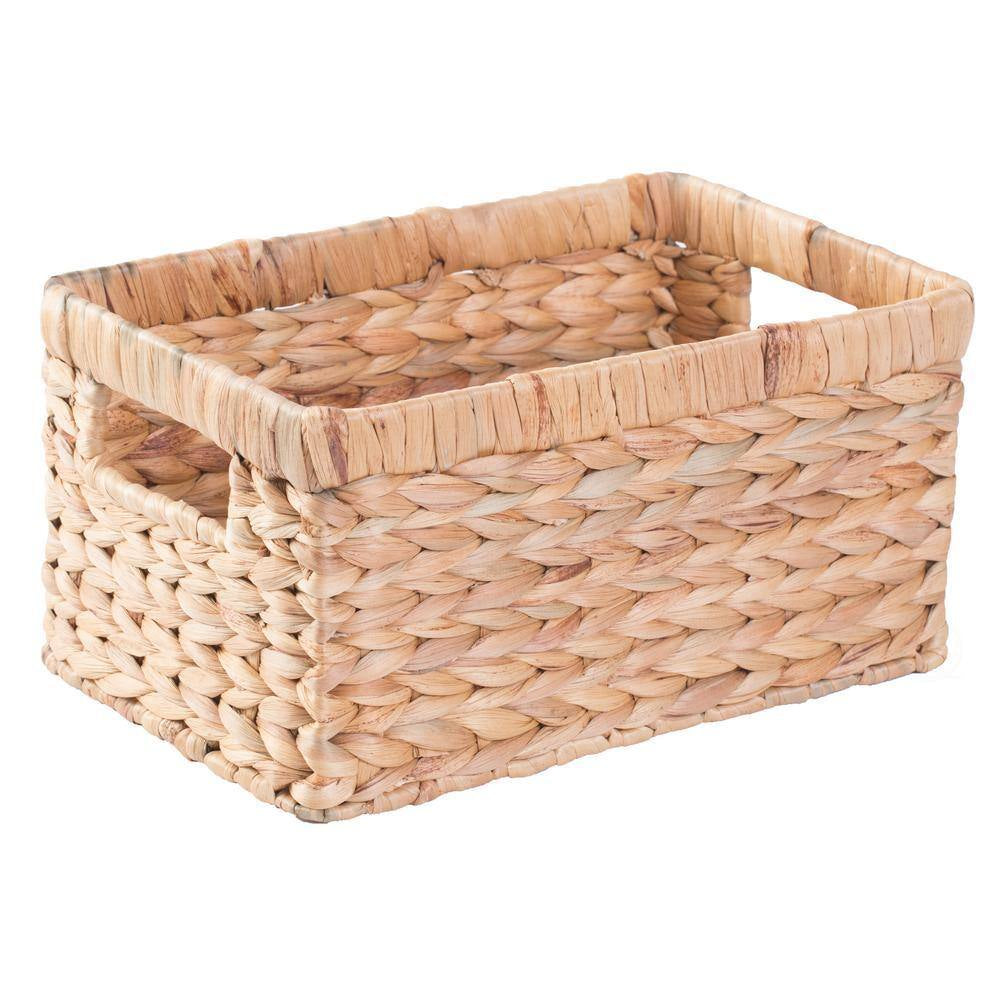 Natural Water Hyacinth Rectangular Storage Bin Basket